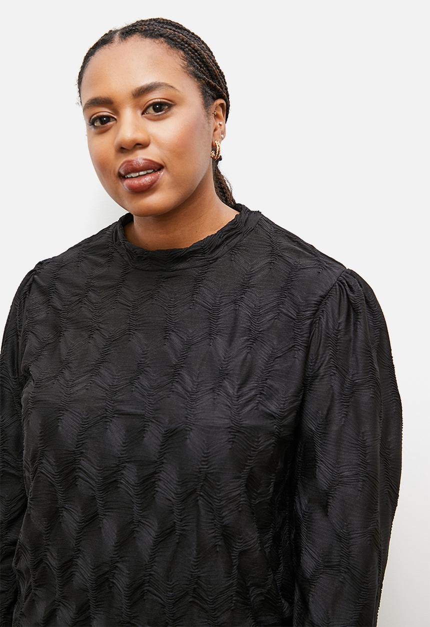 edit - Jacquard textured top - black