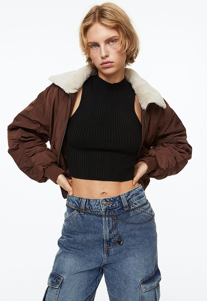 H&M - Rib-knit vest top - black