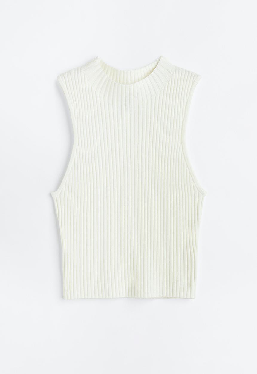 H&M - Rib-knit vest top - cream