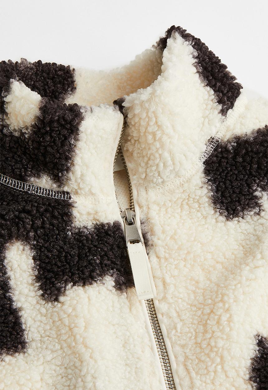 H&M - Zip-top teddy top - cream/patterned
