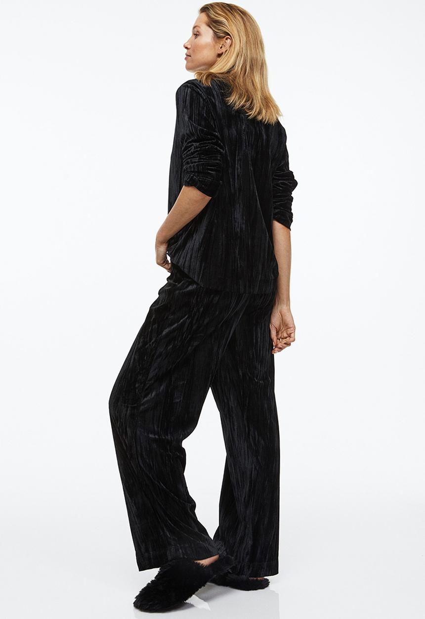 H&M - Velour pyjama bottoms - black