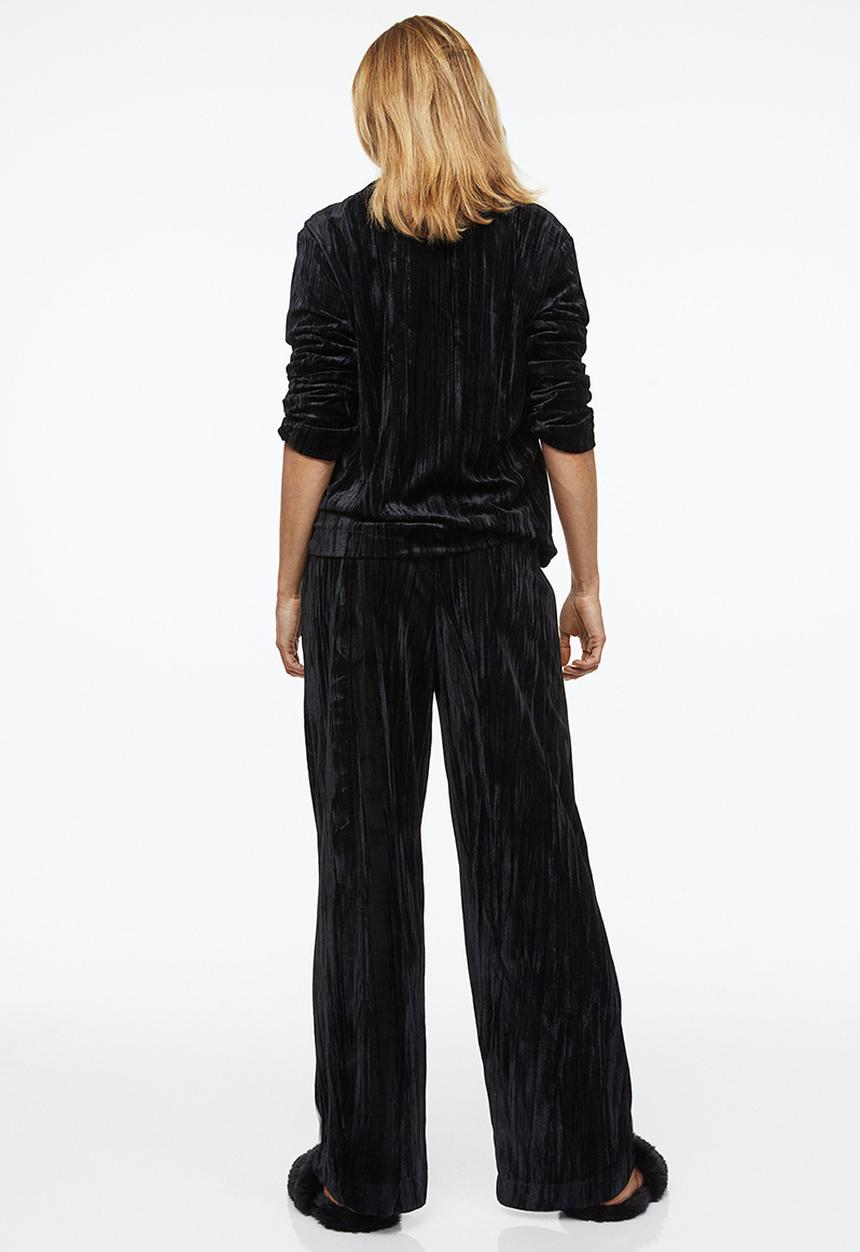 H&M - Velour pyjama bottoms - black