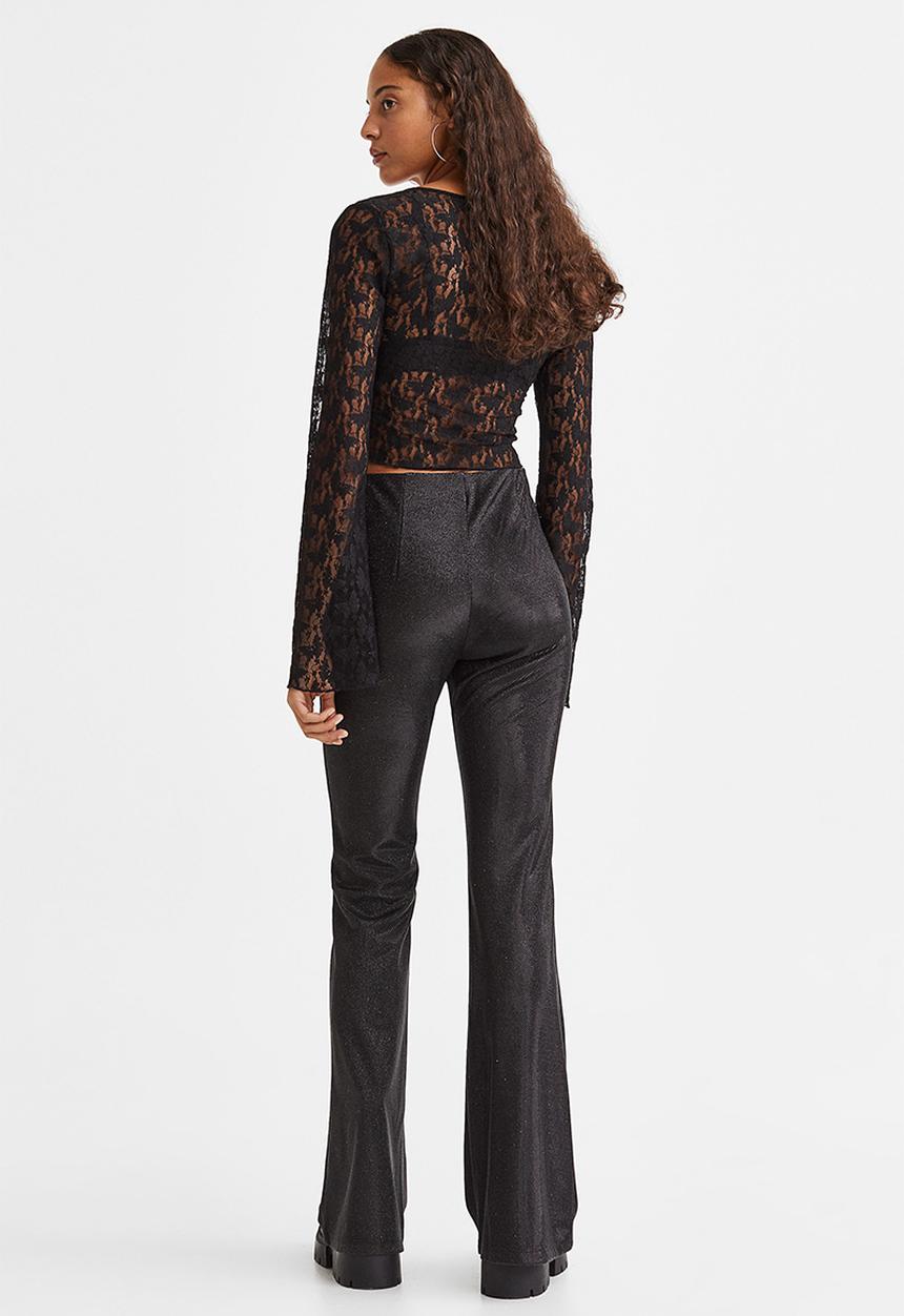 H&M - Glittery flared leggings - black