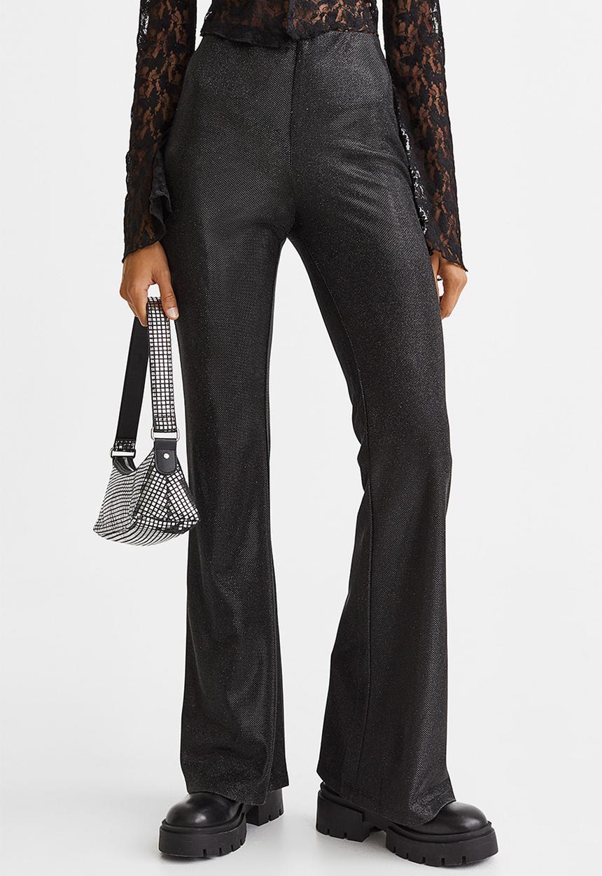 H&M - Glittery flared leggings - black