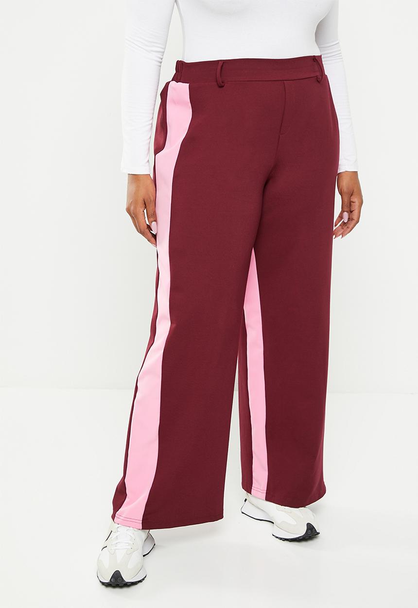 Me&B - Plus posh ponti pant - burgundy & pink