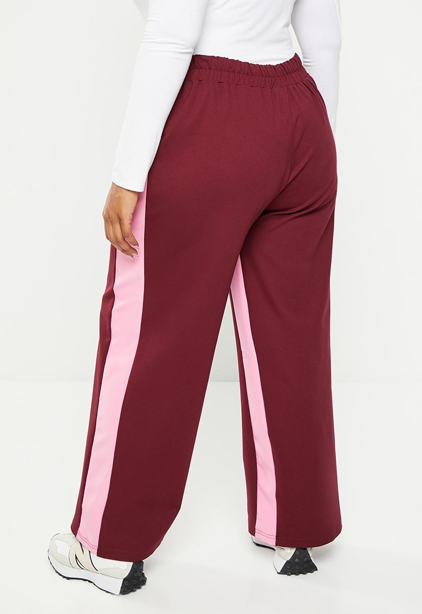 Me&B - Plus posh ponti pant - burgundy & pink