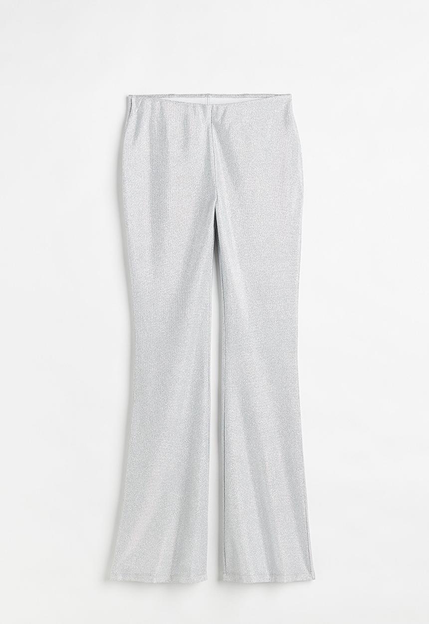 H&M - Glittery flared leggings - silver-coloured