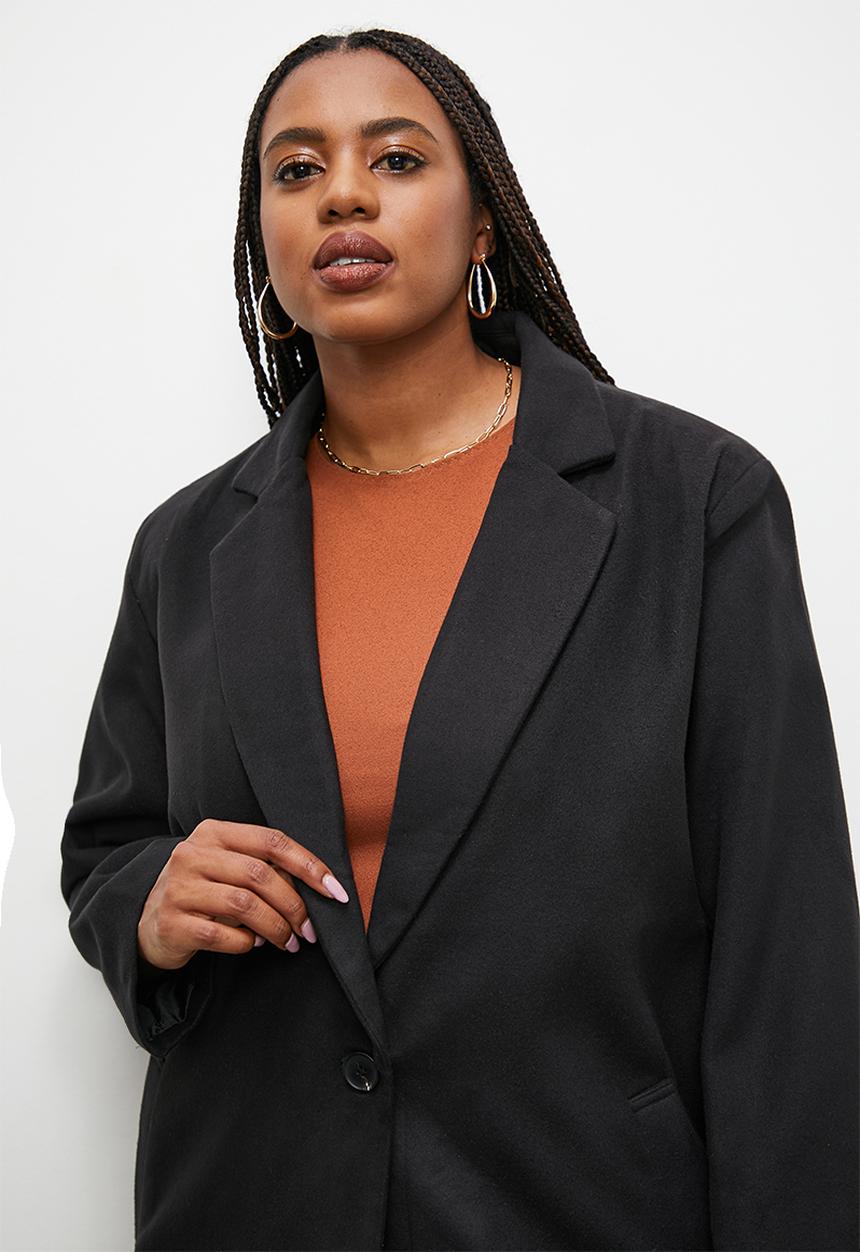 Superbalist - Single breasted blazer coat - black