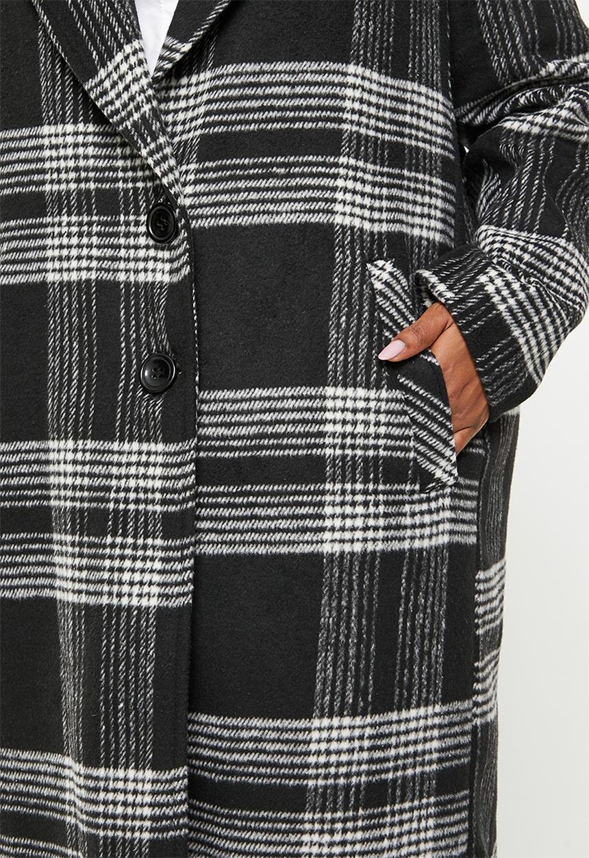 Me&B - Plus wool blend coat - black & white