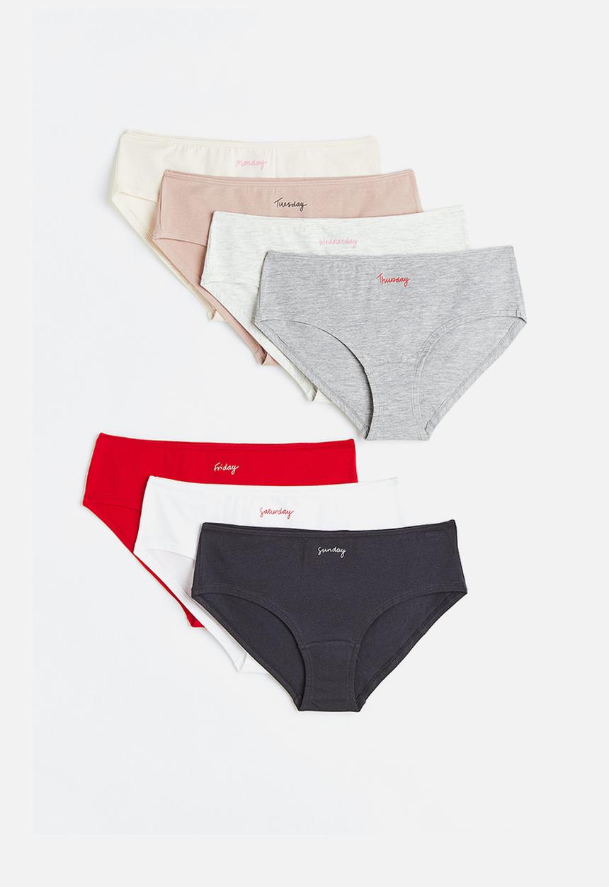H&M - 7-pack hipster briefs - black/grey/pink/red/white