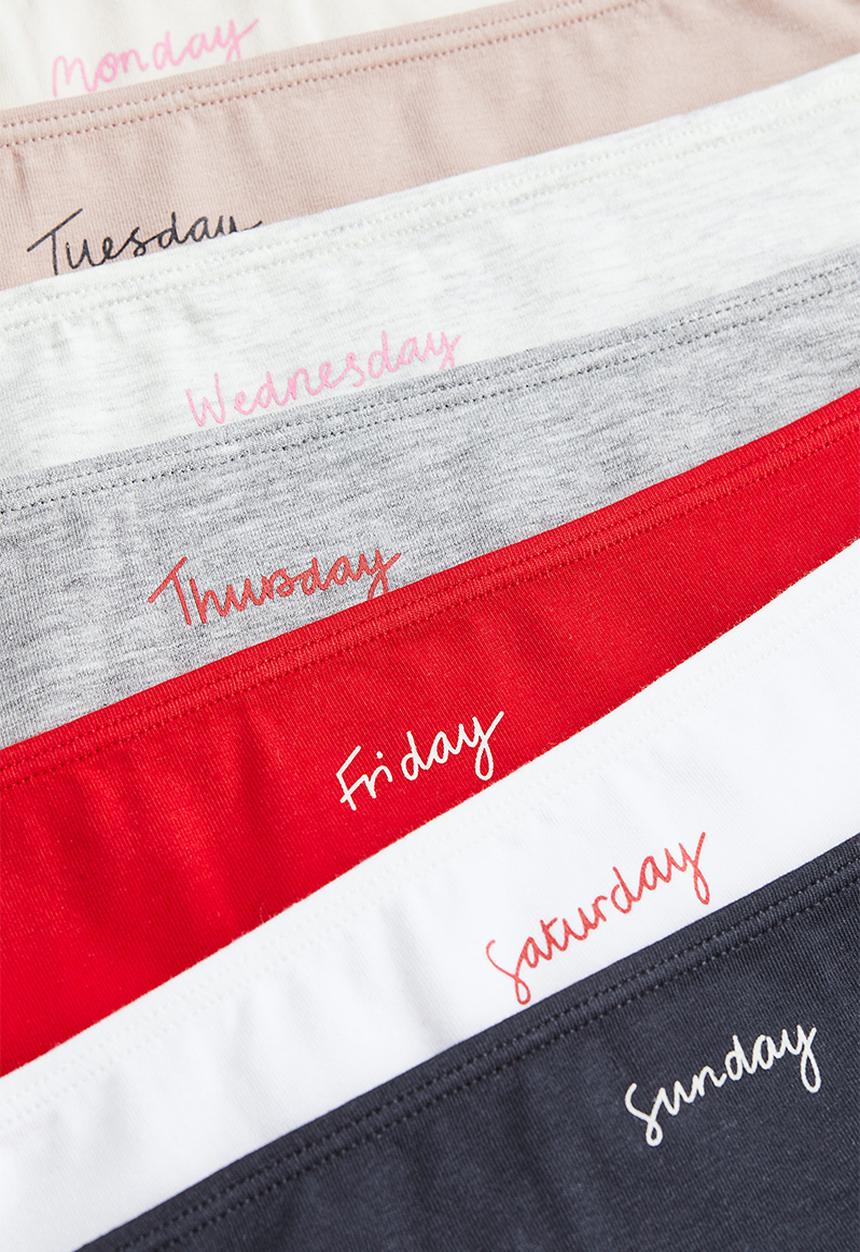 H&M - 7-pack hipster briefs - black/grey/pink/red/white