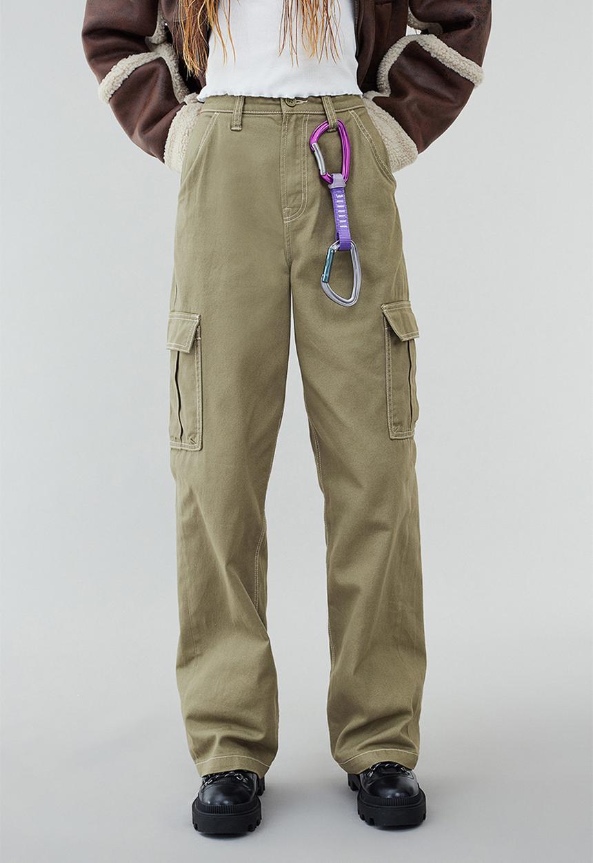 H&M - 90s baggy high waist jeans - khaki green