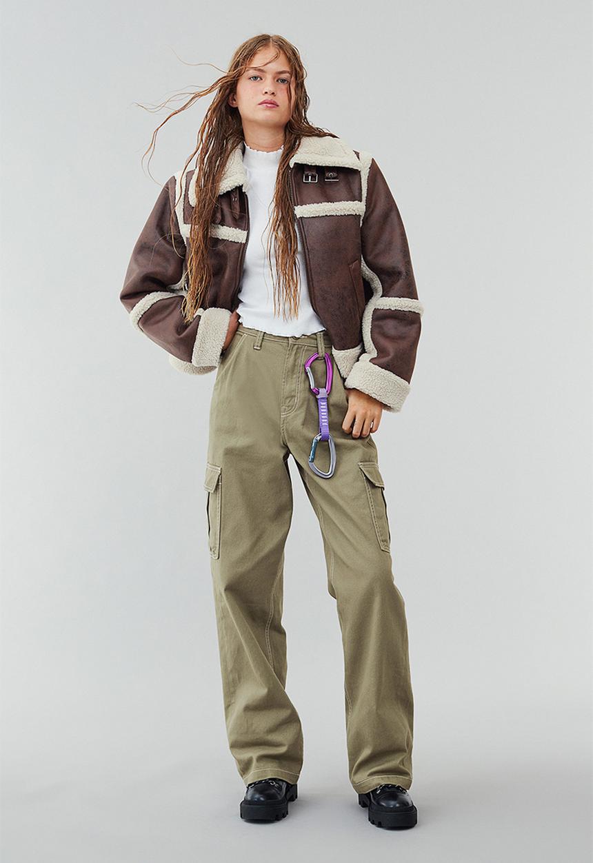 H&M - 90s baggy high waist jeans - khaki green