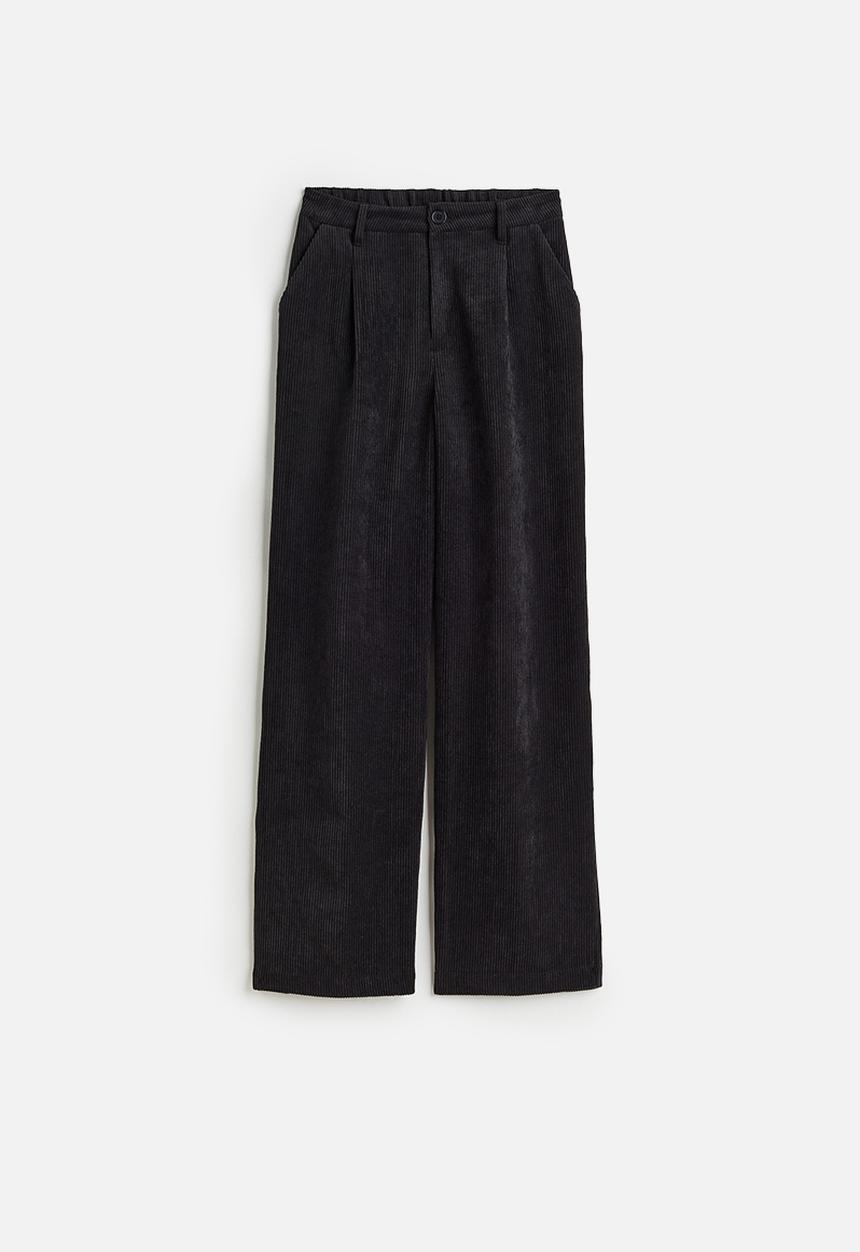 H&M - Wide corduroy trousers - black