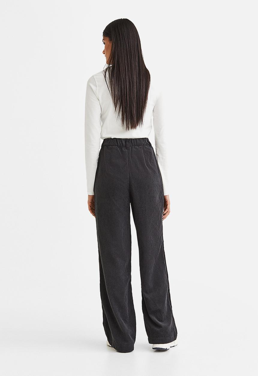 H&M - Wide corduroy trousers - black