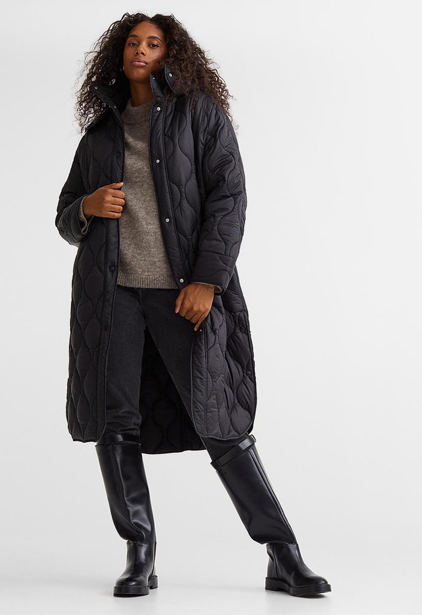 H&M - Quilted coat - black