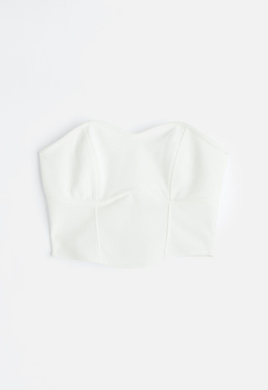 H&M - Cropped bandeau top - white