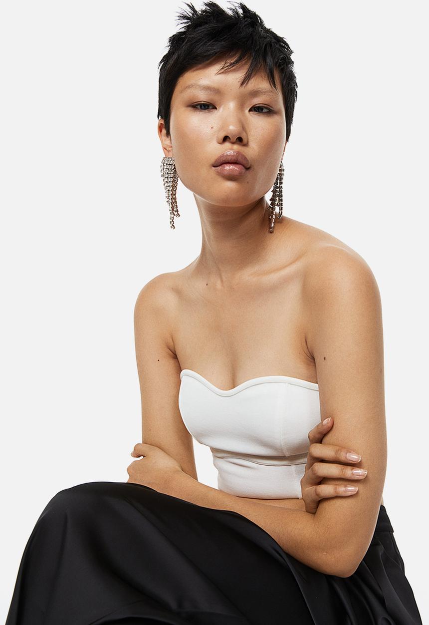 H&M - Cropped bandeau top - white