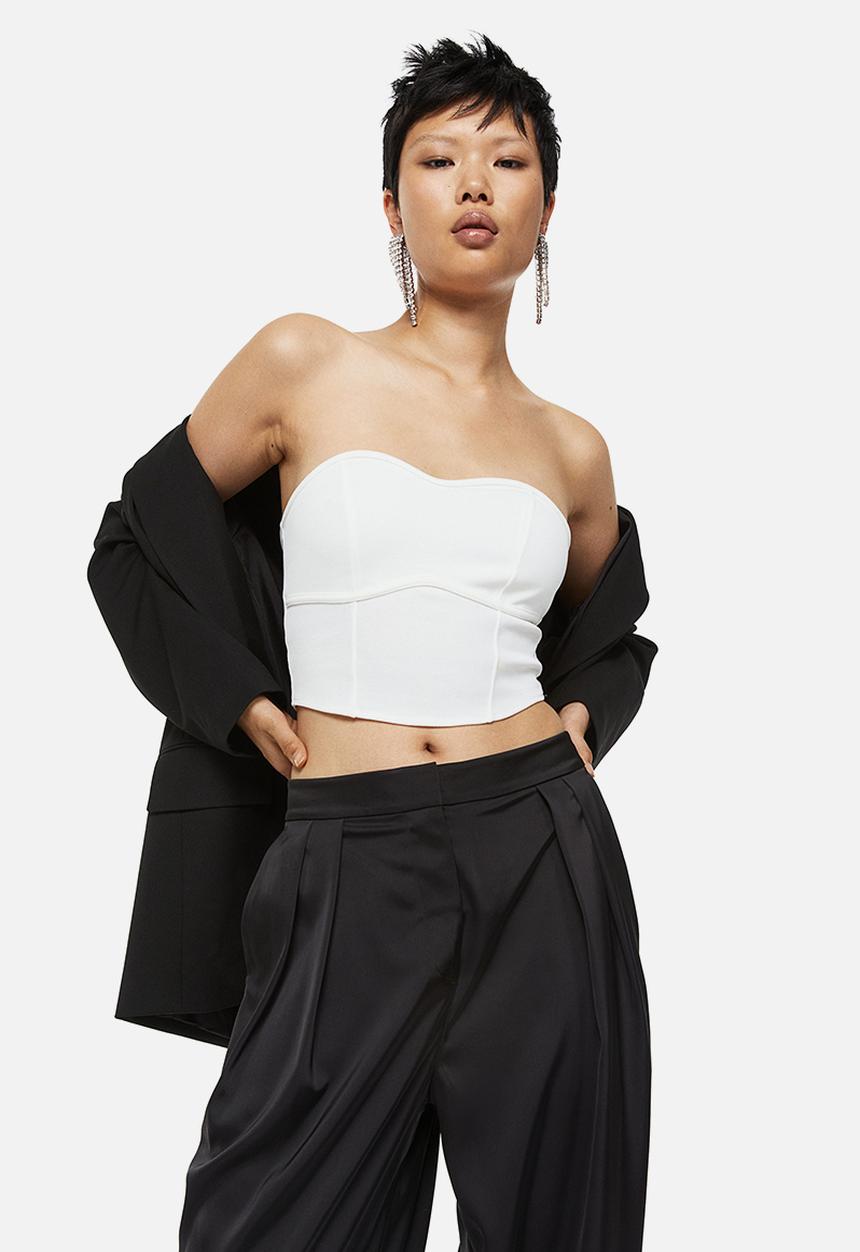H&M - Cropped bandeau top - white
