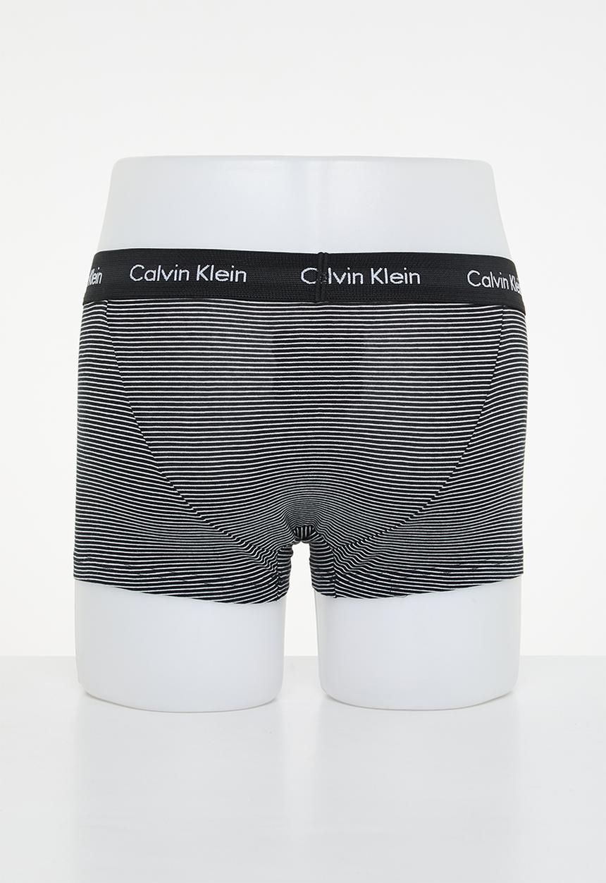Calvin Klein - 3 pack low rise trunks - white/b&w stripe/black
