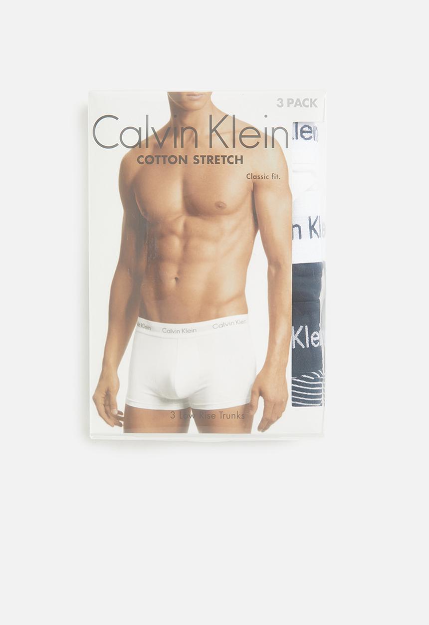 Calvin Klein - 3 pack low rise trunks - white/b&w stripe/black