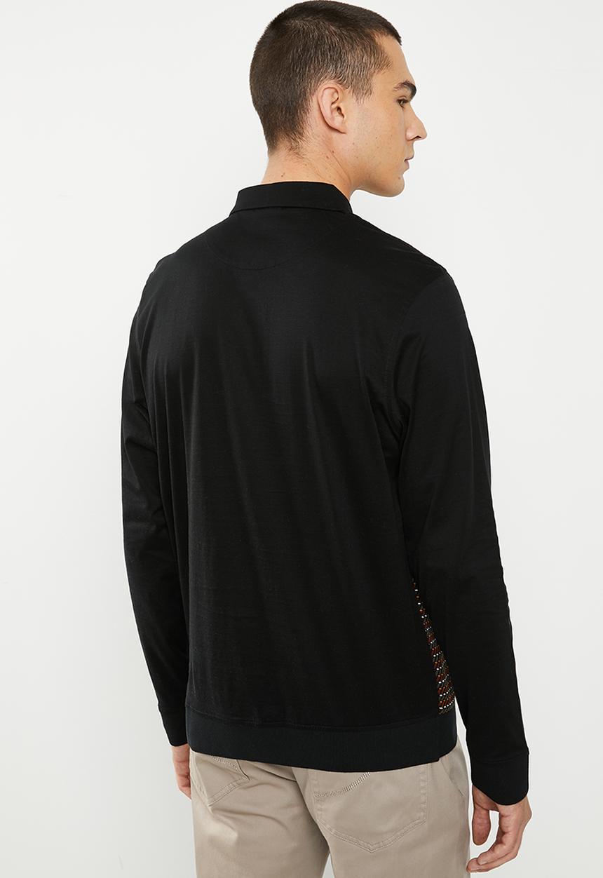 Jonathan D - Double mercerized golfer with front jacquard print - black