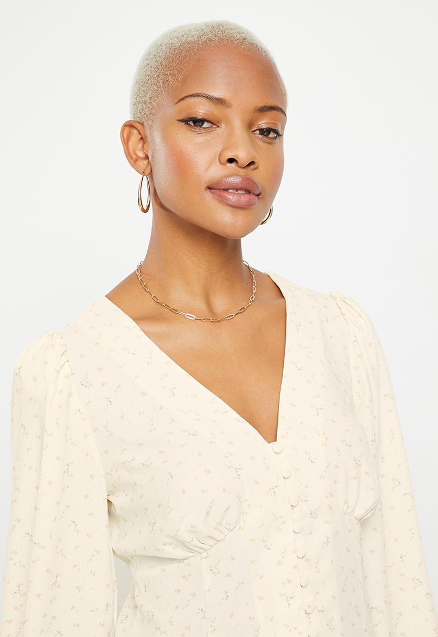 Glamorous - Ditsy print blouse - cream peach