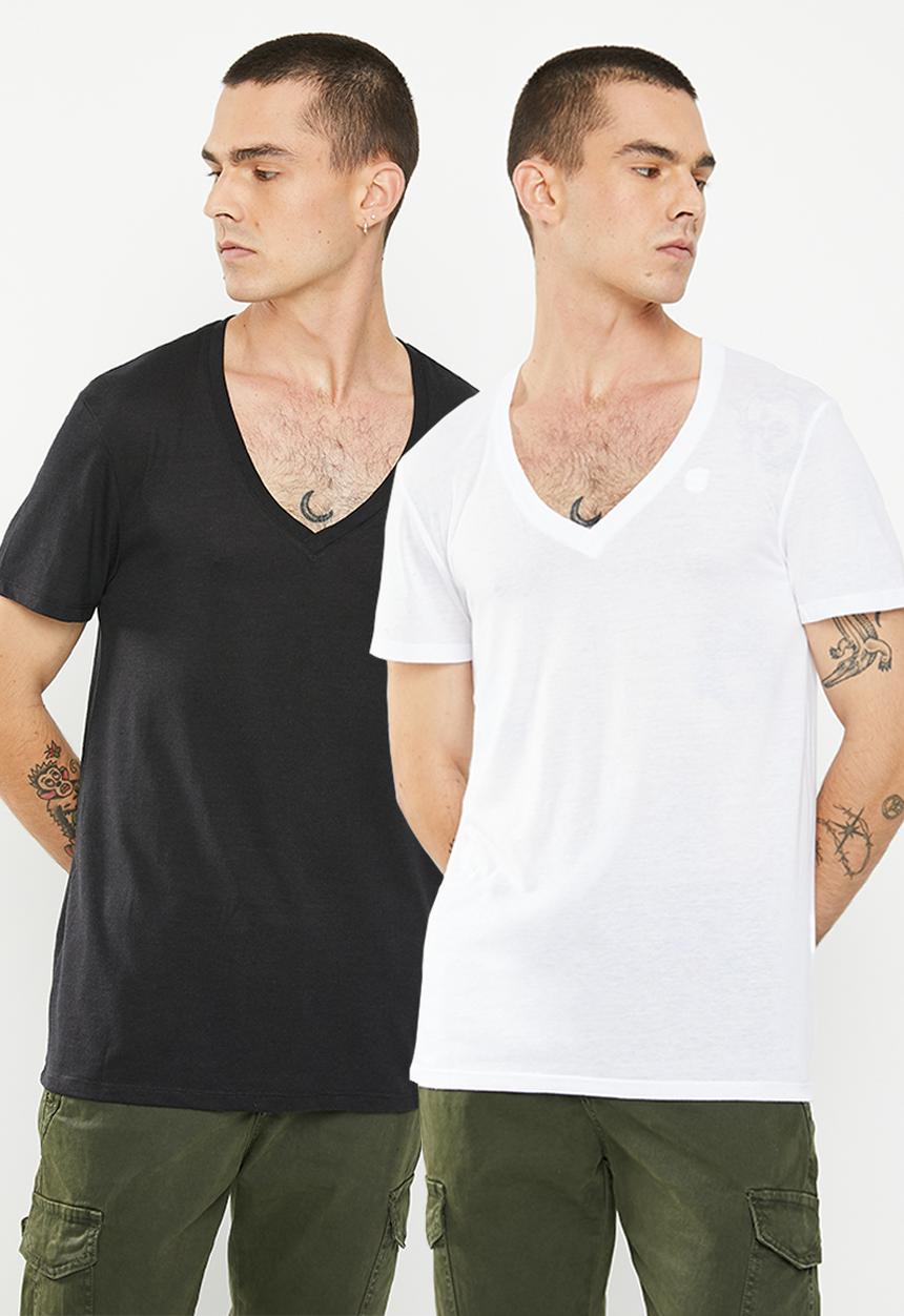G-STAR - Base htr v t short sleeve 2 pack - white & dk black