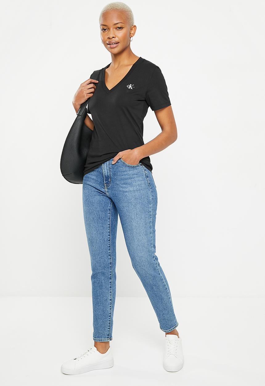 Calvin Klein - Micro monologo slim v-neck tee - ck black