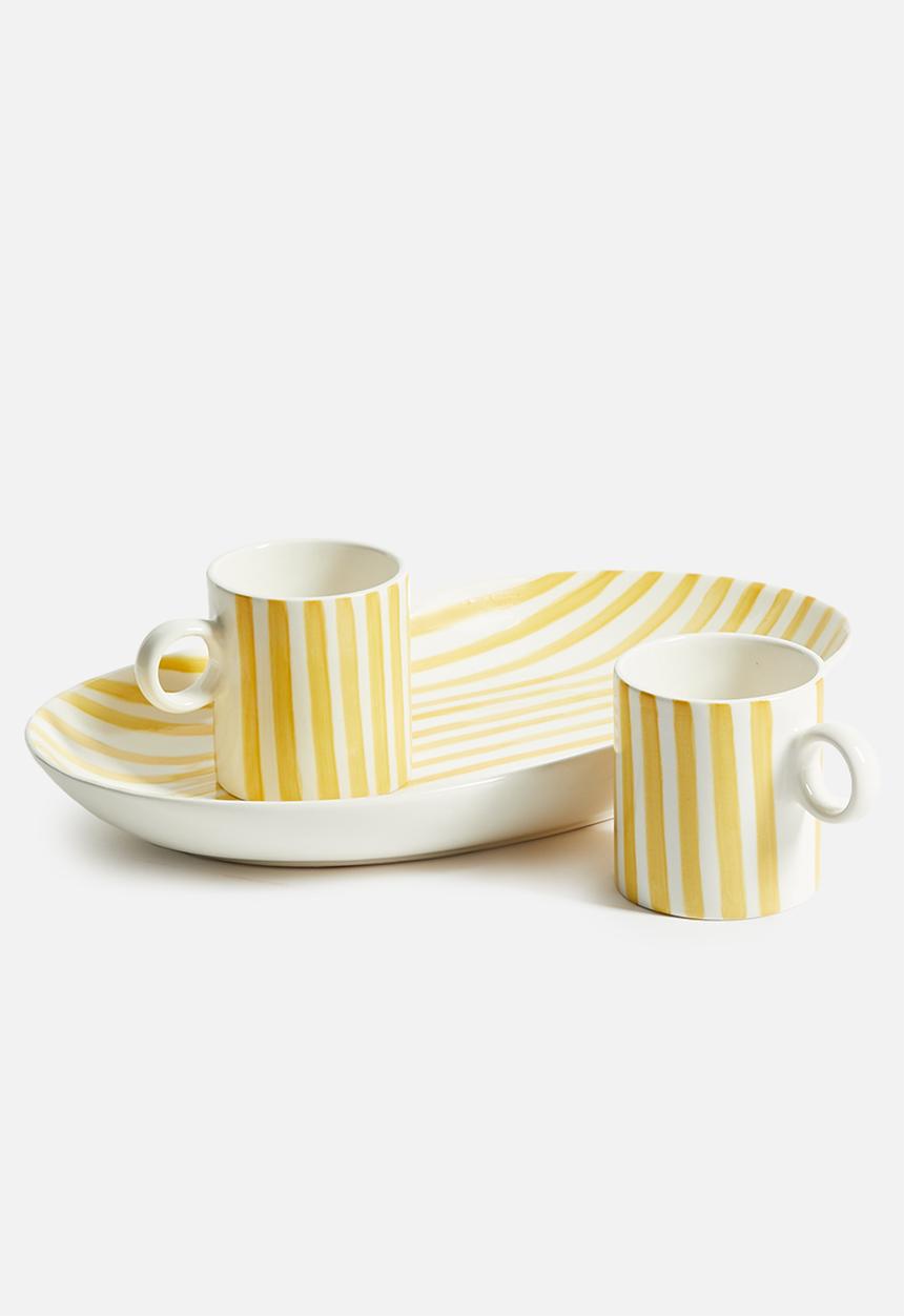 Urchin Art - Matt mug set of 2 - mustard