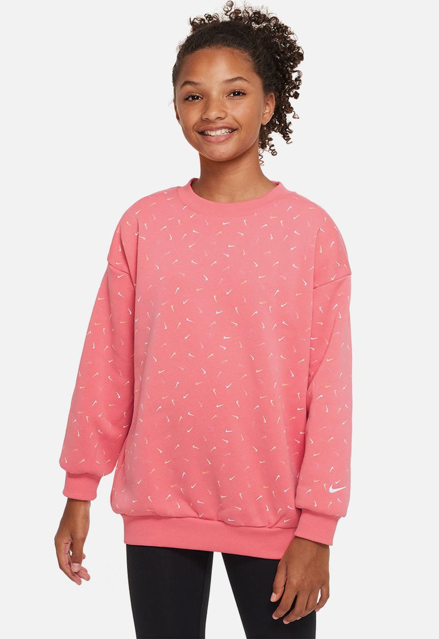 Nike - G nsw icon flc crew logo prnt - sea coral/white
