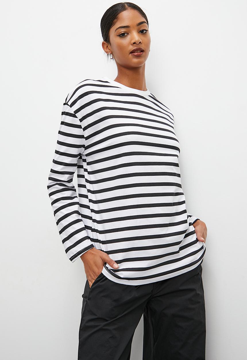 Blake - Long sleeve striped tee - black & white