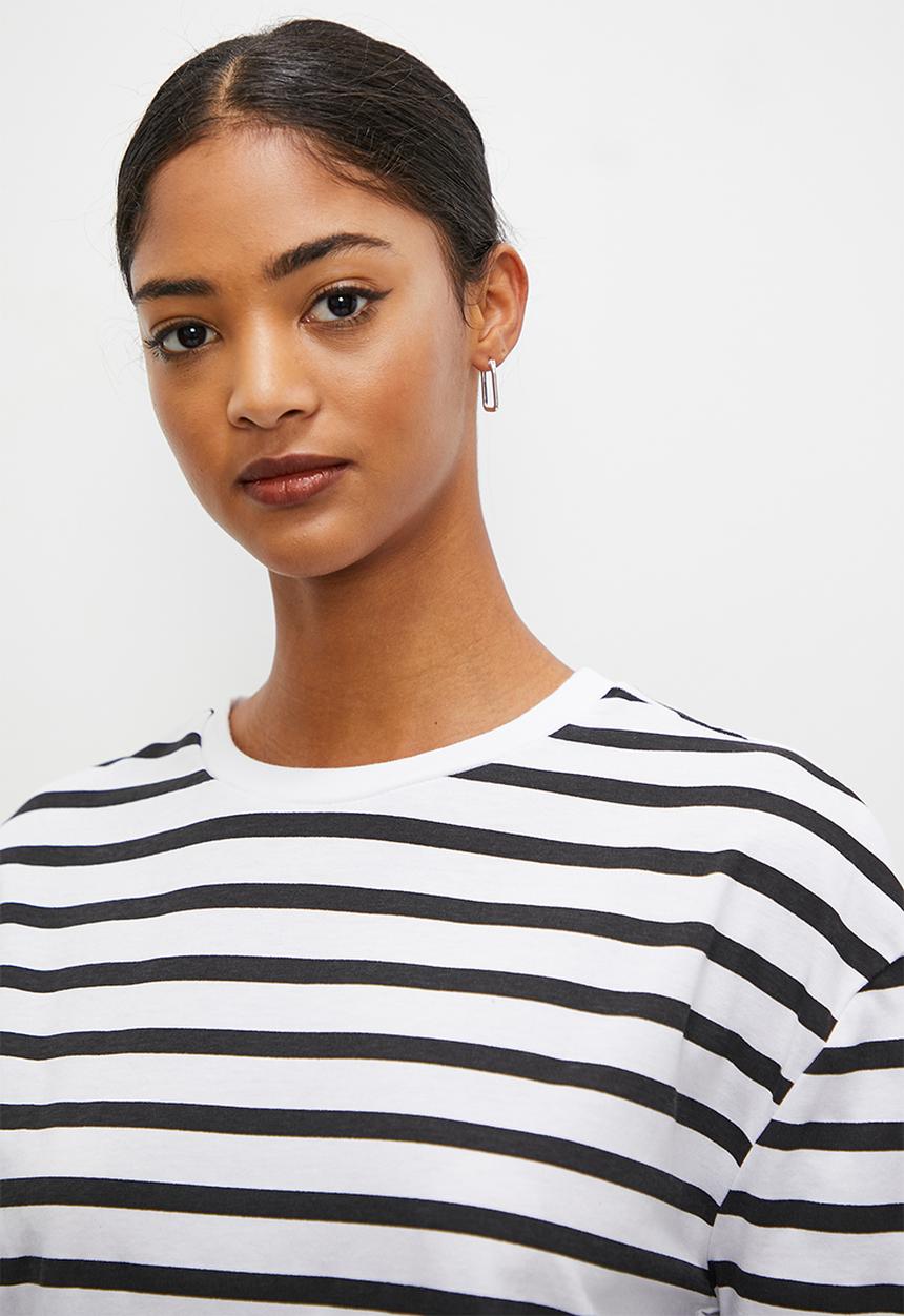 Blake - Long sleeve striped tee - black & white