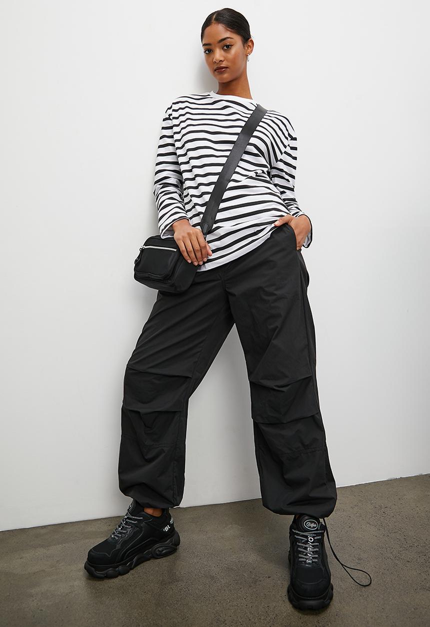 Blake - Long sleeve striped tee - black & white