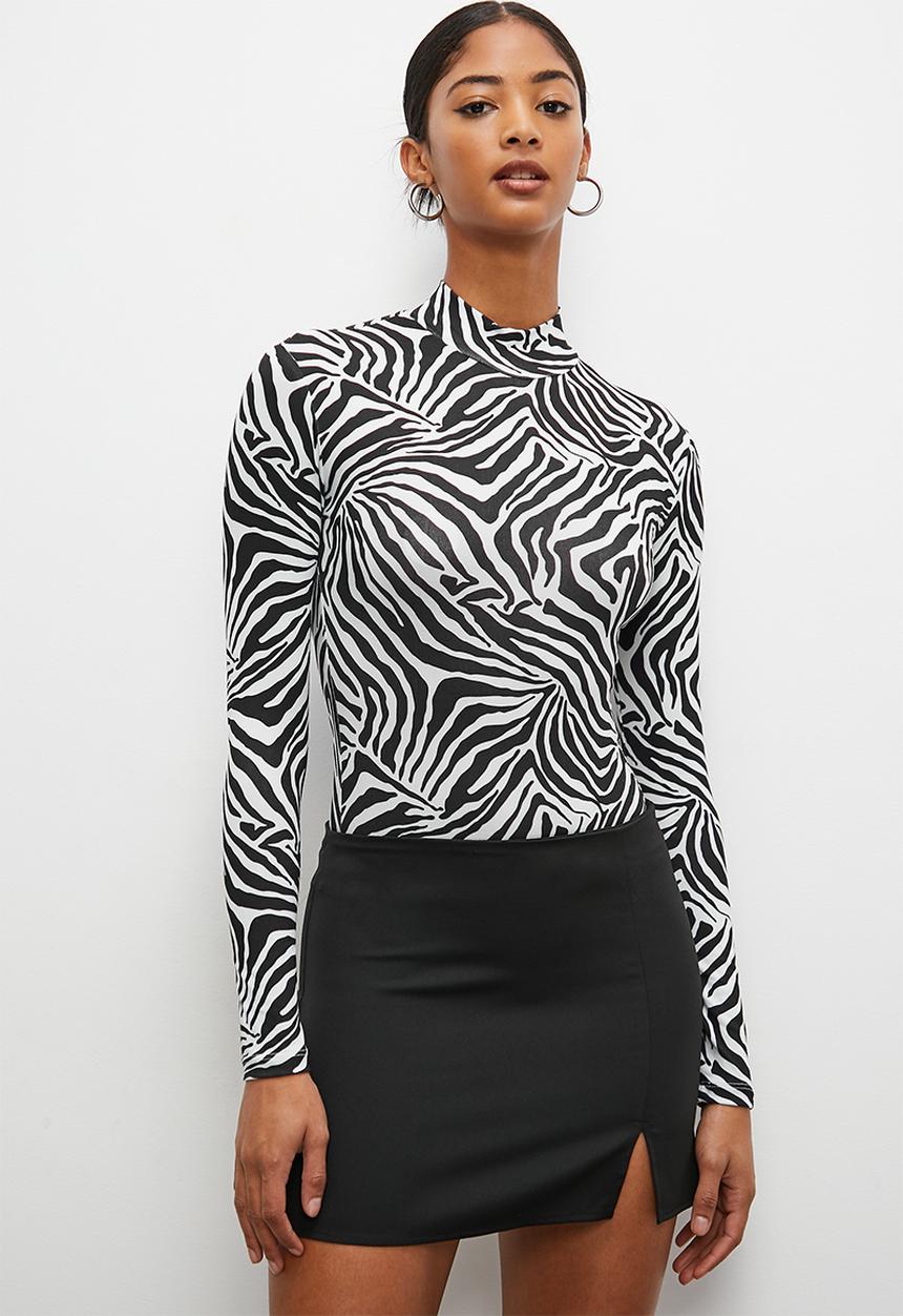 Blake - Grown on neck bodysuit - black & white 