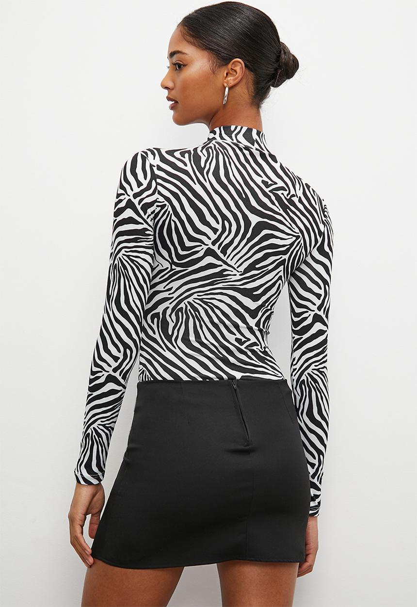 Blake - Grown on neck bodysuit - black & white 