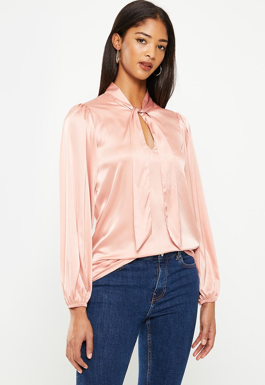 SISSY BOY - Appreciate all blouse with neck tie - rose ash