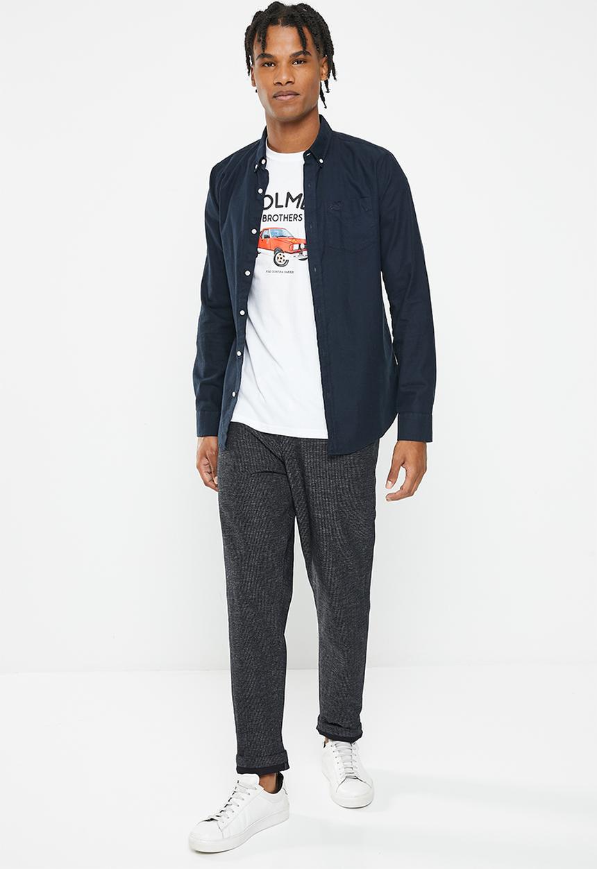 Holmes Bro's - Stripe easy pant - dark indigo