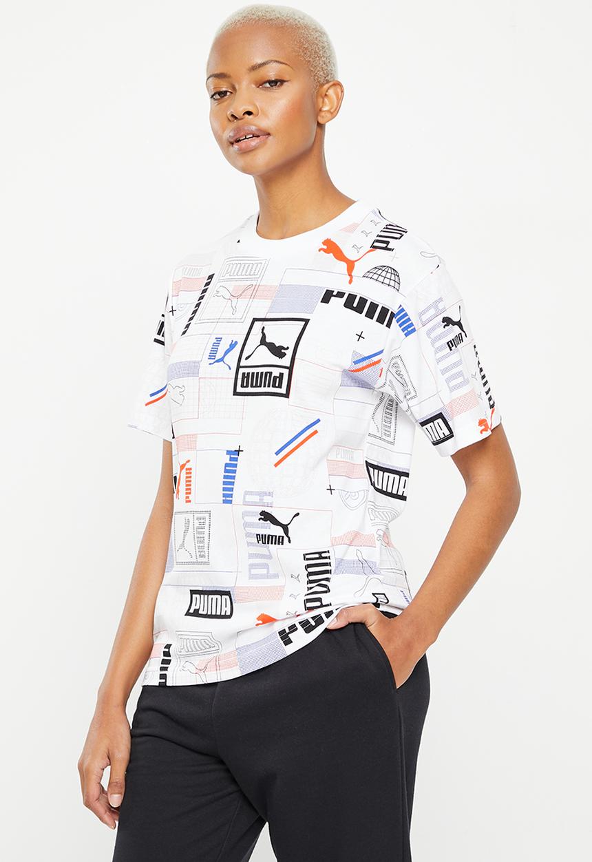 PUMA - Classics gen. puma aop tee - puma white aop