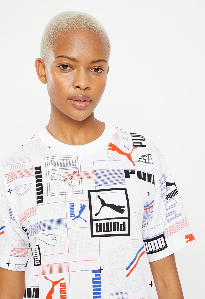 PUMA - Classics gen. puma aop tee - puma white aop