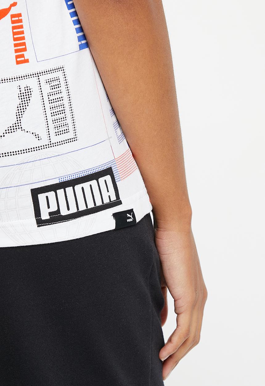 PUMA - Classics gen. puma aop tee - puma white aop