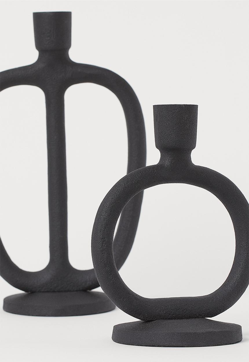 H&M - Metal candlestick - black