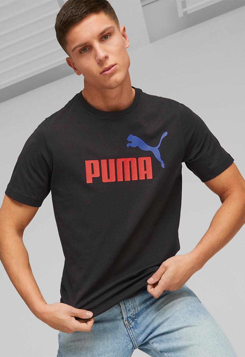 PUMA - Ess+ 2 col logo tee - puma black/warm earth