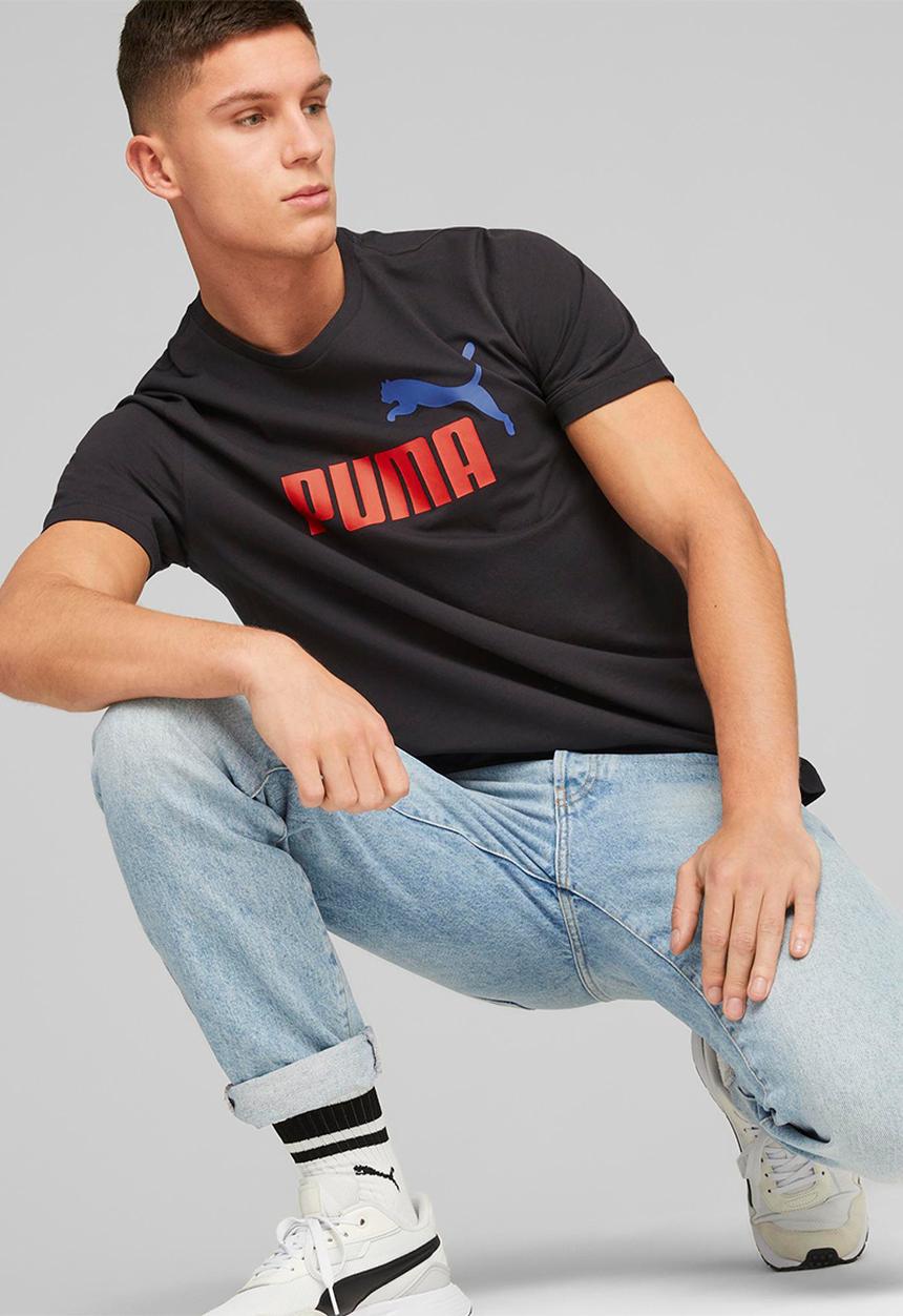 PUMA - Ess+ 2 col logo tee - puma black/warm earth