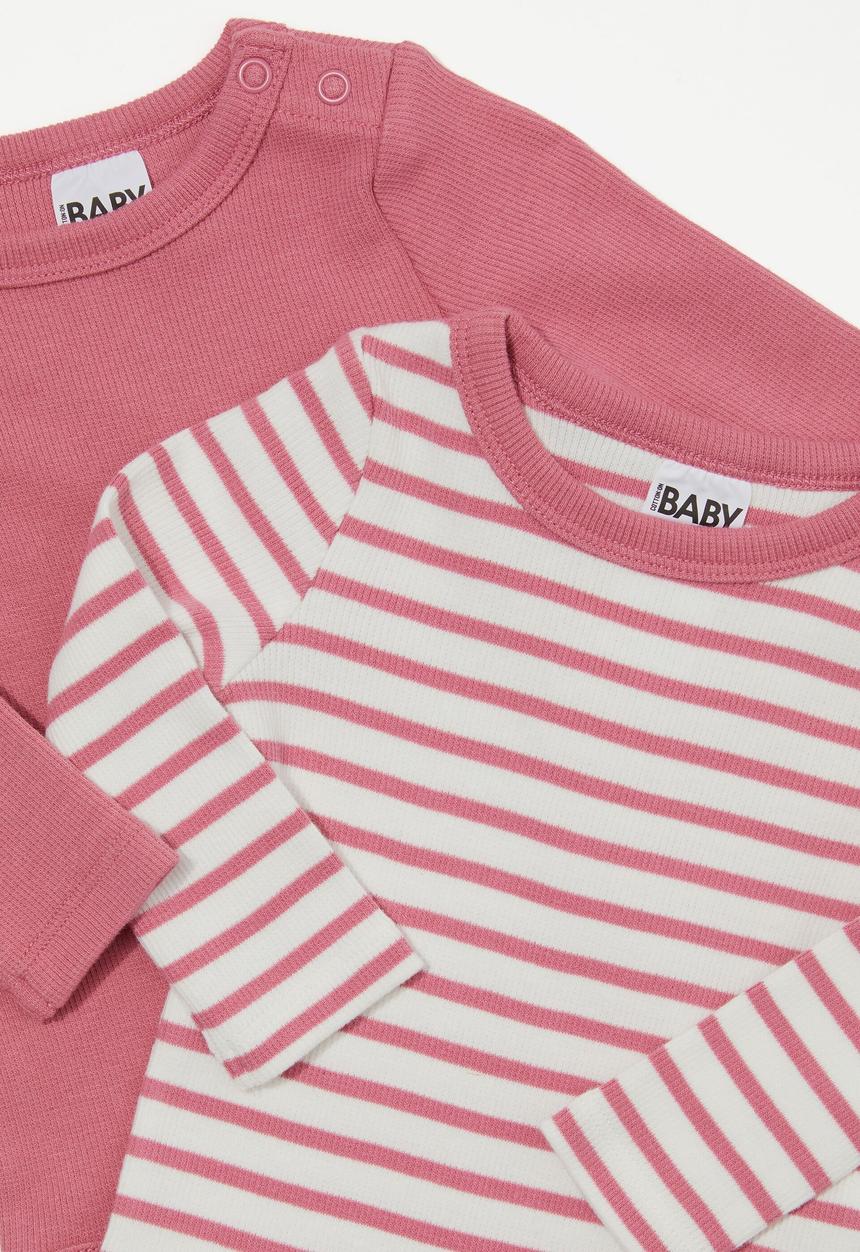 Cotton On - 2 Pack essentials long sleeve bubbysuit - very berry