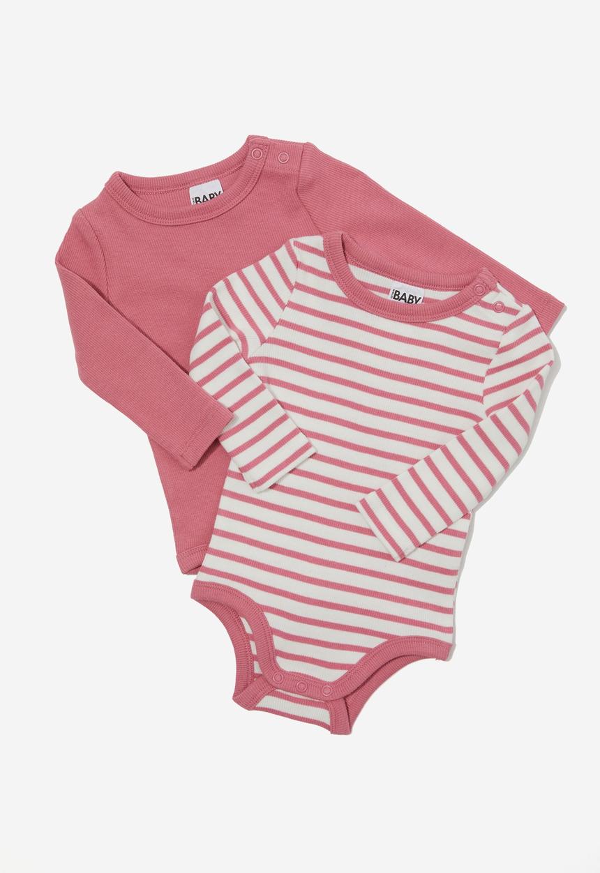 Cotton On - 2 Pack essentials long sleeve bubbysuit - very berry