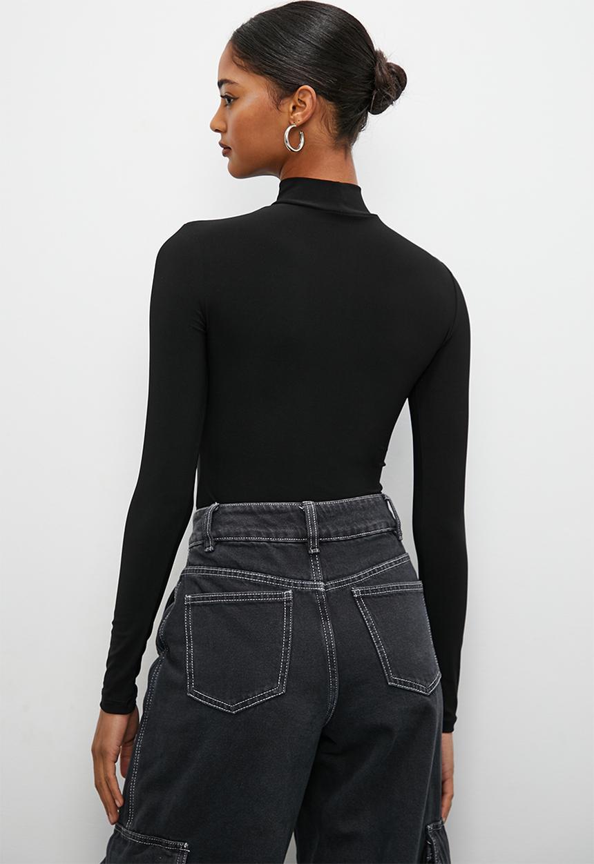 Blake - 2-Pack grown on neck bodysuit - stone & black
