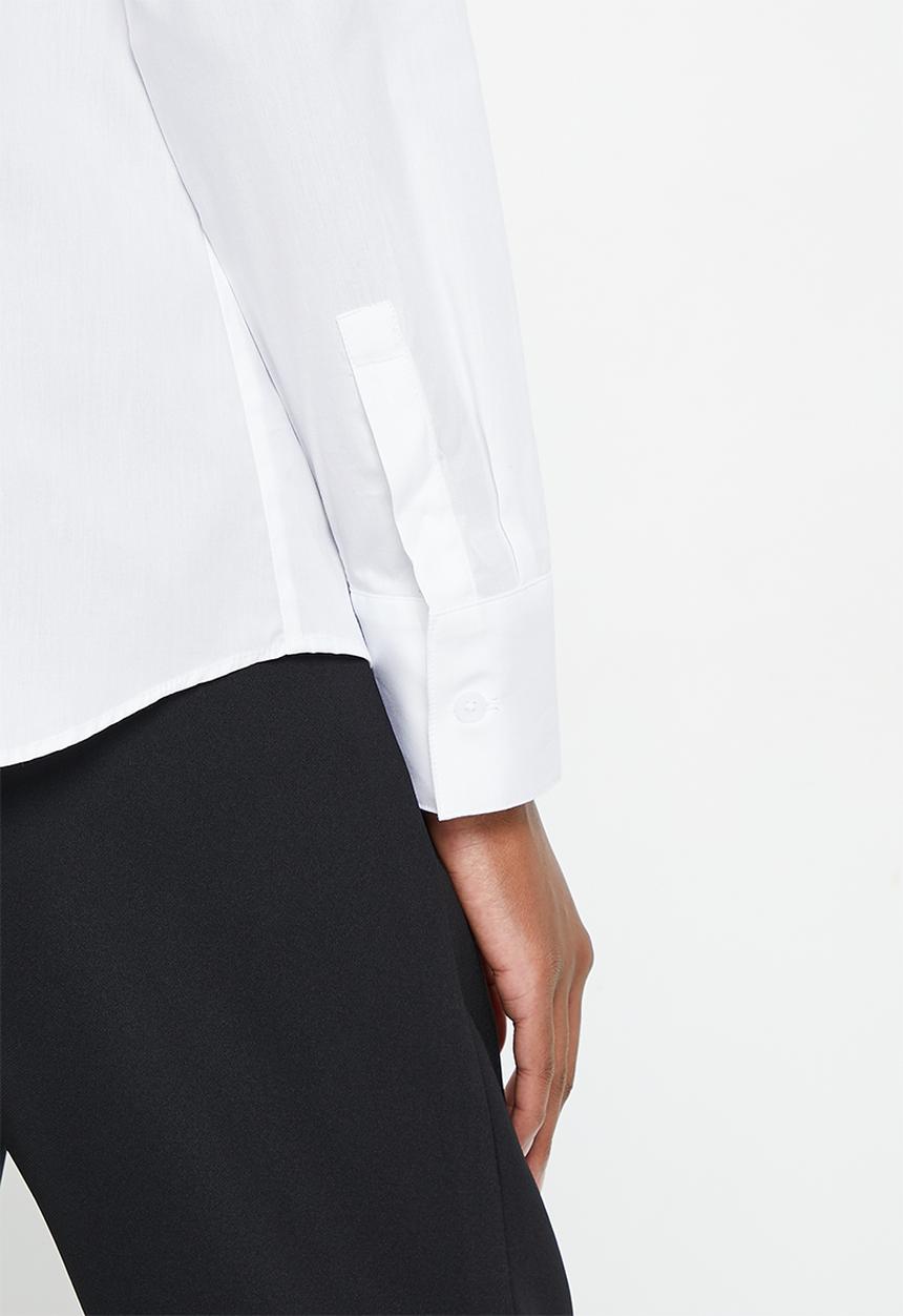 POLO - Wmn basic shirt long sleeve concealed front shirt - white