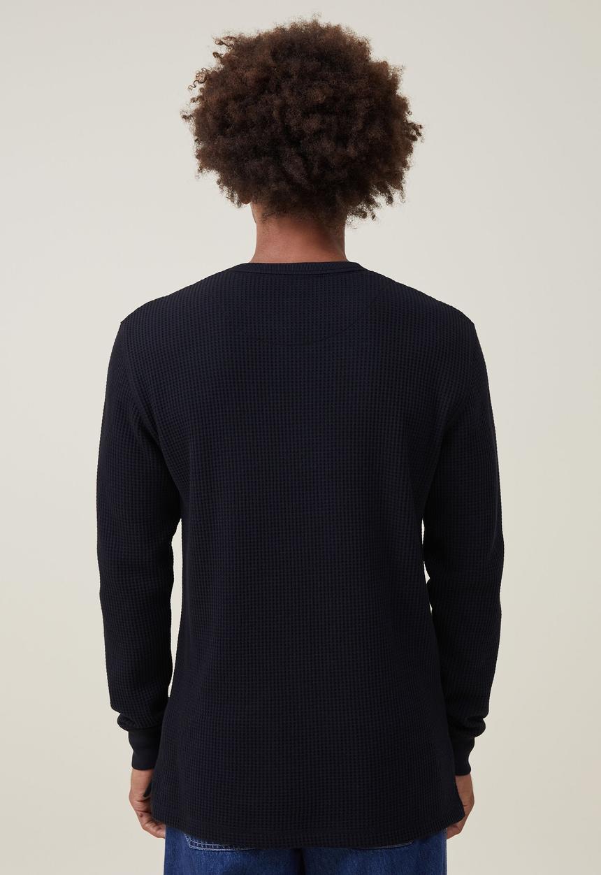 Factorie - Textured long sleeve T-shirt - washed black waffle