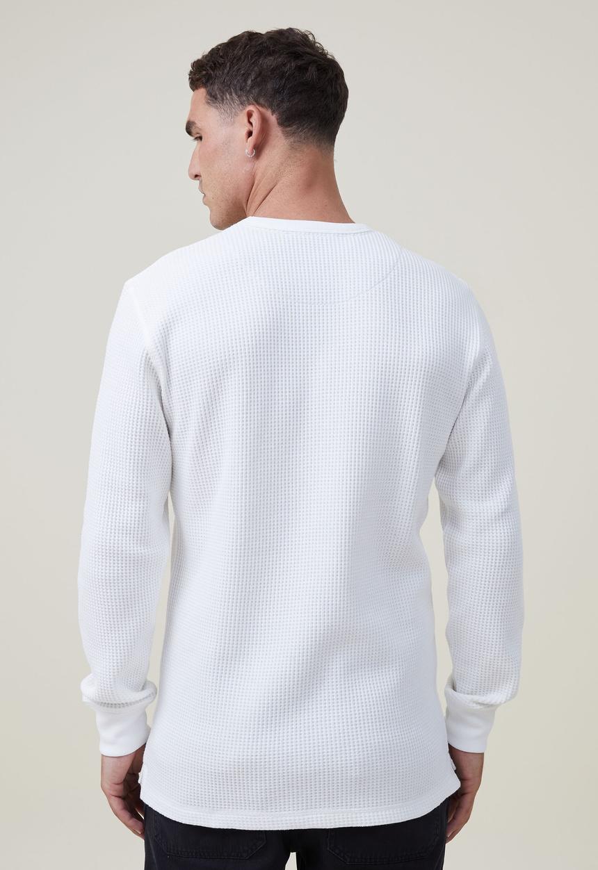 Factorie - Textured long sleeve T-shirt - white waffle